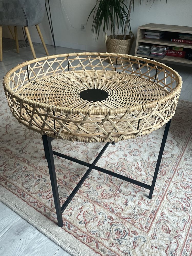 Stolik kawowy rattan boho