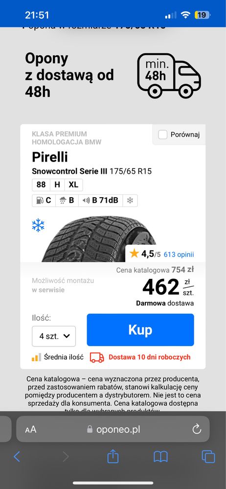 Opony Pirelli Snowcontrol zimowe 175/65/15 - uzywane 1 sezon