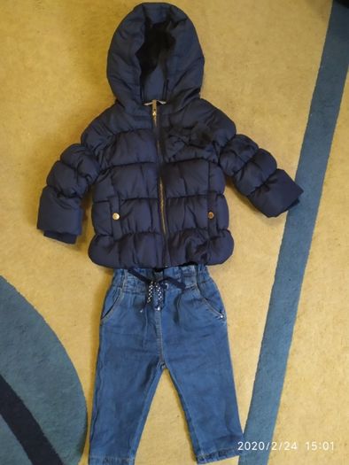 Бомбезная куртка и джинсы zara 6-9 месяцев