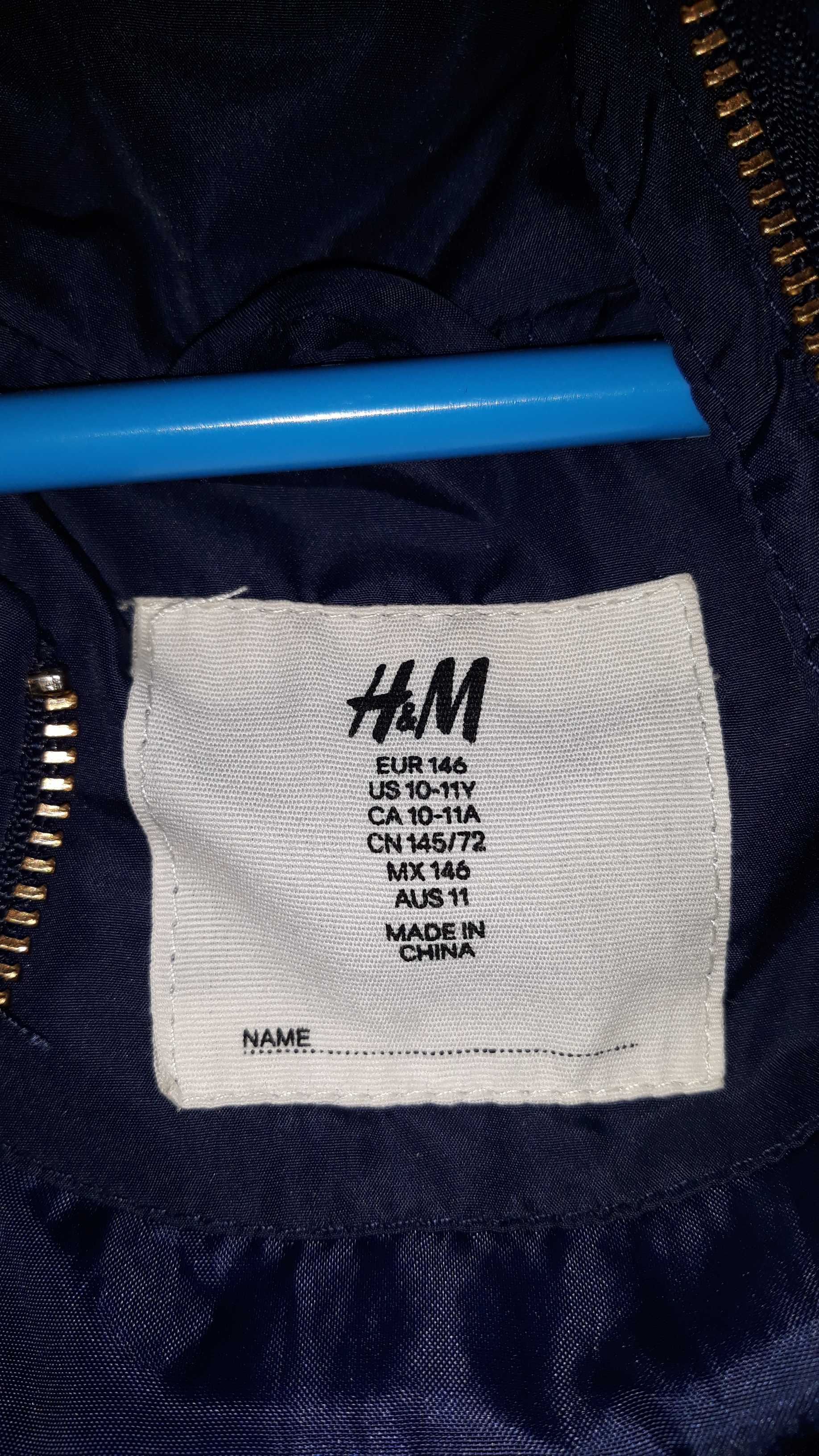Kurtka dziewczęca marki H&M - pikowana granat 146cm