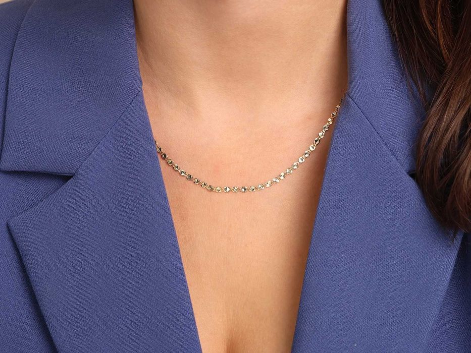 Złoty łańcuszek owalne ciekawe i błyszczące ogniwa PR 585 45 cm