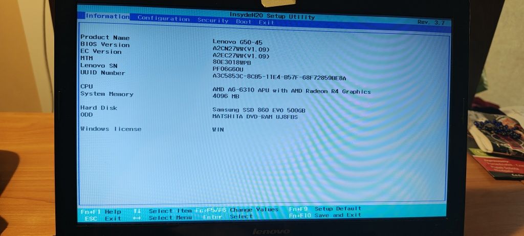 Laptop Lenovo G50-45 SSD 500 GB