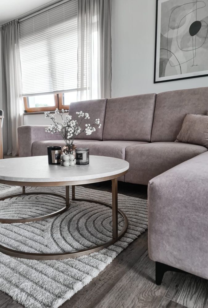 Bezowy nowoczesny dywan 3D do salonu elle decor 120 70 pluszowy