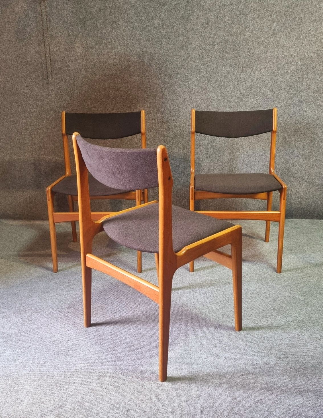 Duńskie Krzesła 3szt w Stylu Erik Buch Design Teak lata60