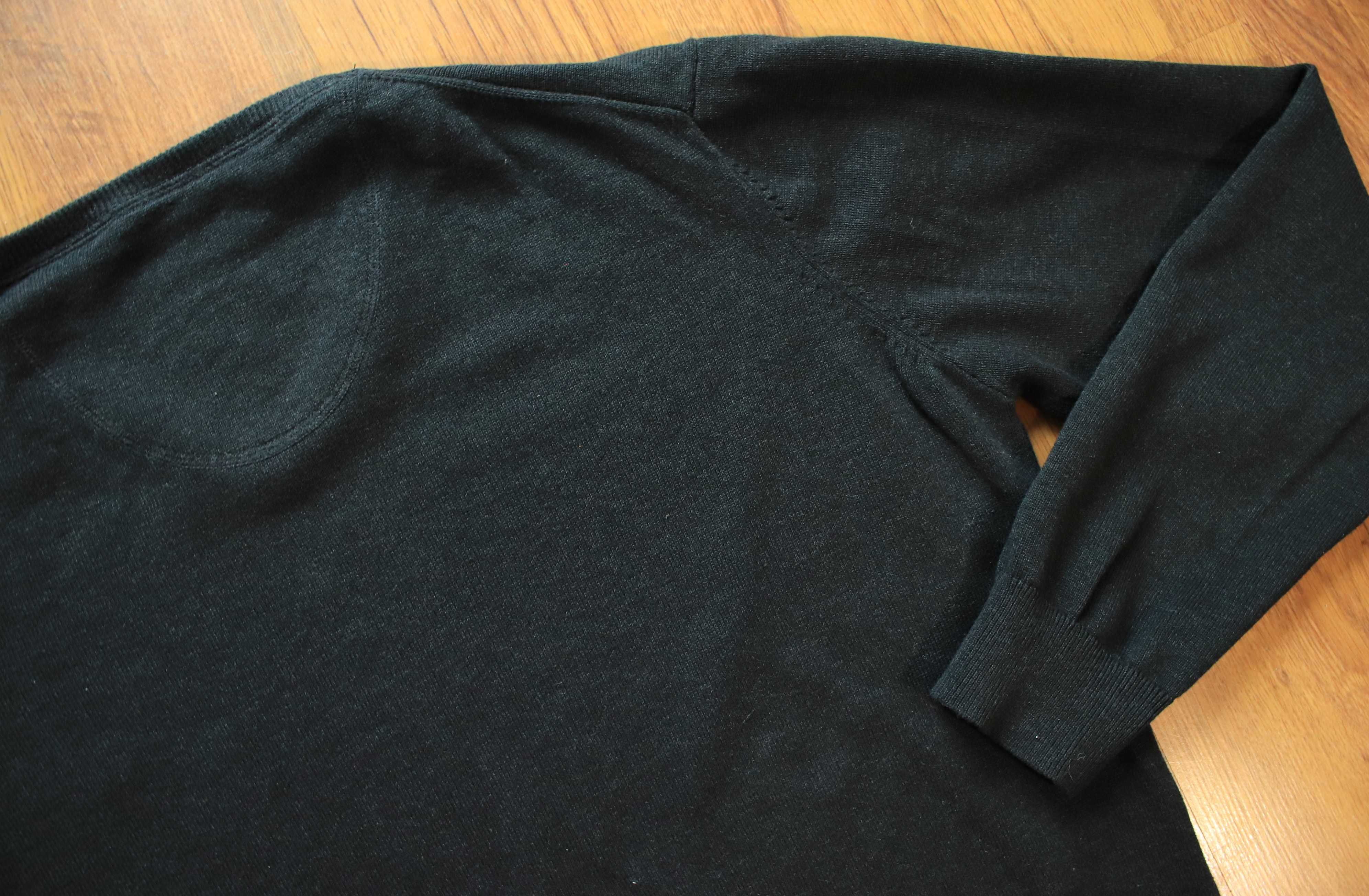 Sweter Fynch-Hatton r. L ciemny bawełniany męski dł. rękaw dekolt V