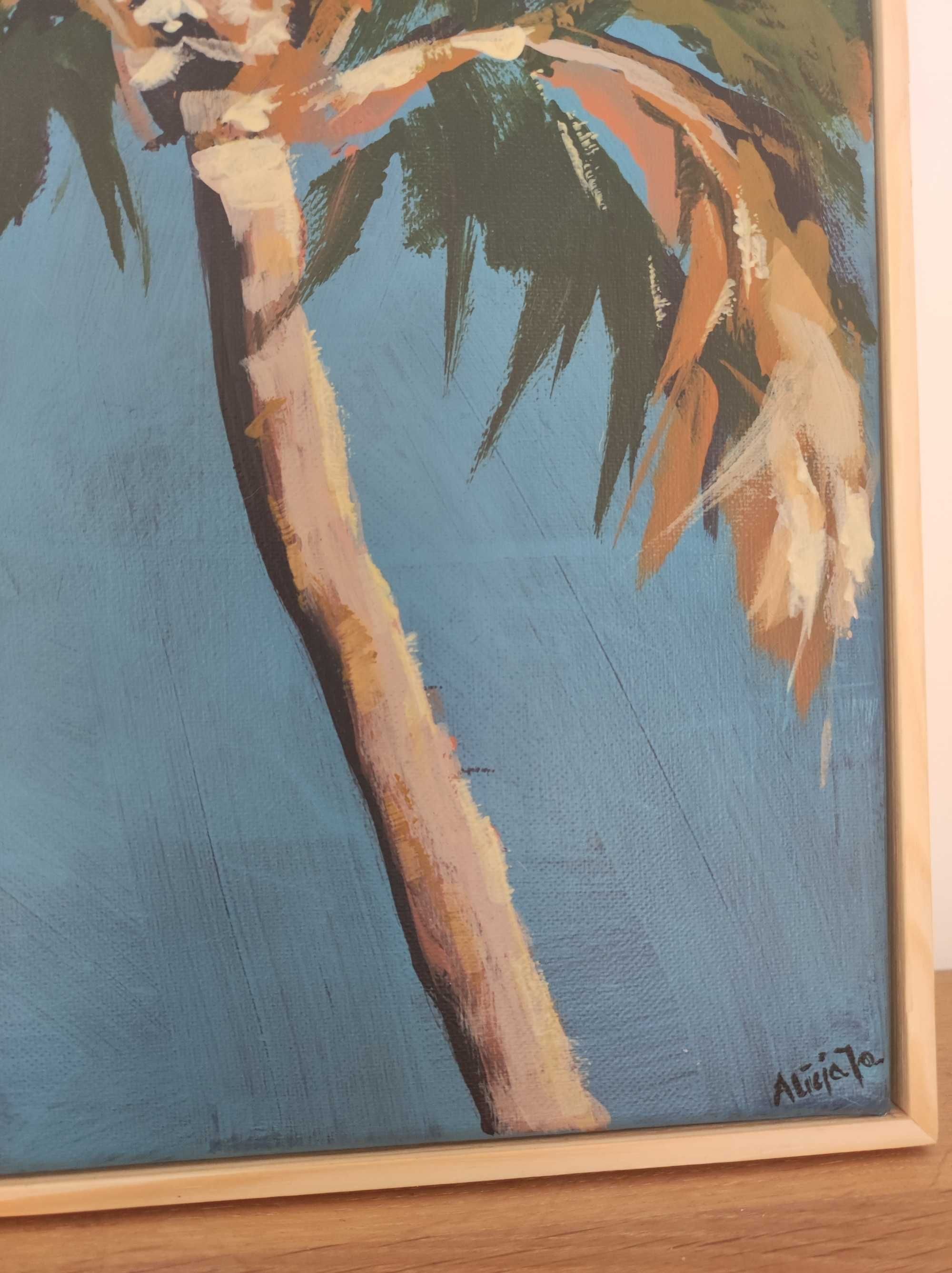 obraz akrylowy na płótnie, 40x40  cm, palma