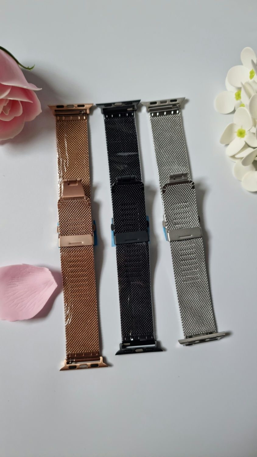 Opaska do Apple Watch 38mm 40mm 41mm,siatkowy pasek metalowy  z regulo