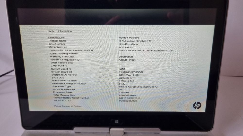 Hp elitebook revolve 810