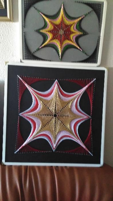 Quadros com linha e pregos