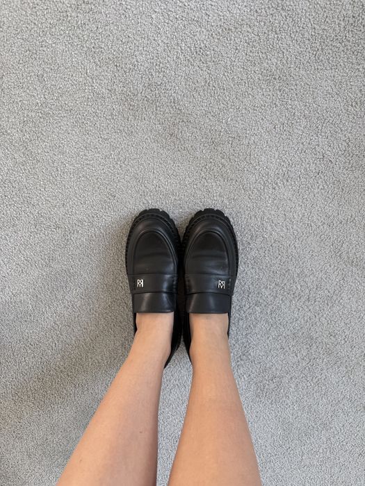 Mokasyny kazar 38 czarne skórzane damskie logo