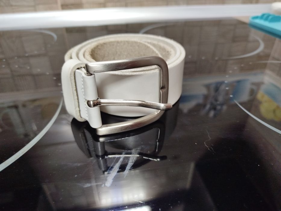 Кожаный ремень белый VERA PELLE. Made in Italy.