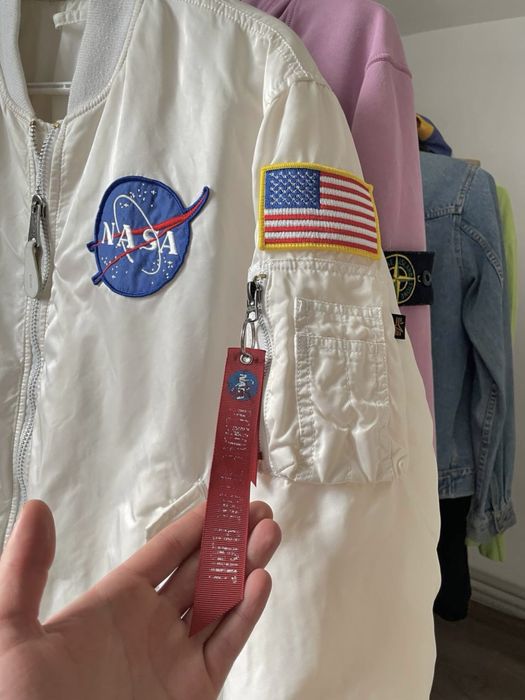 Куртка бомбер Біла NASA Alpha cp Industries Ma-1  wax rl