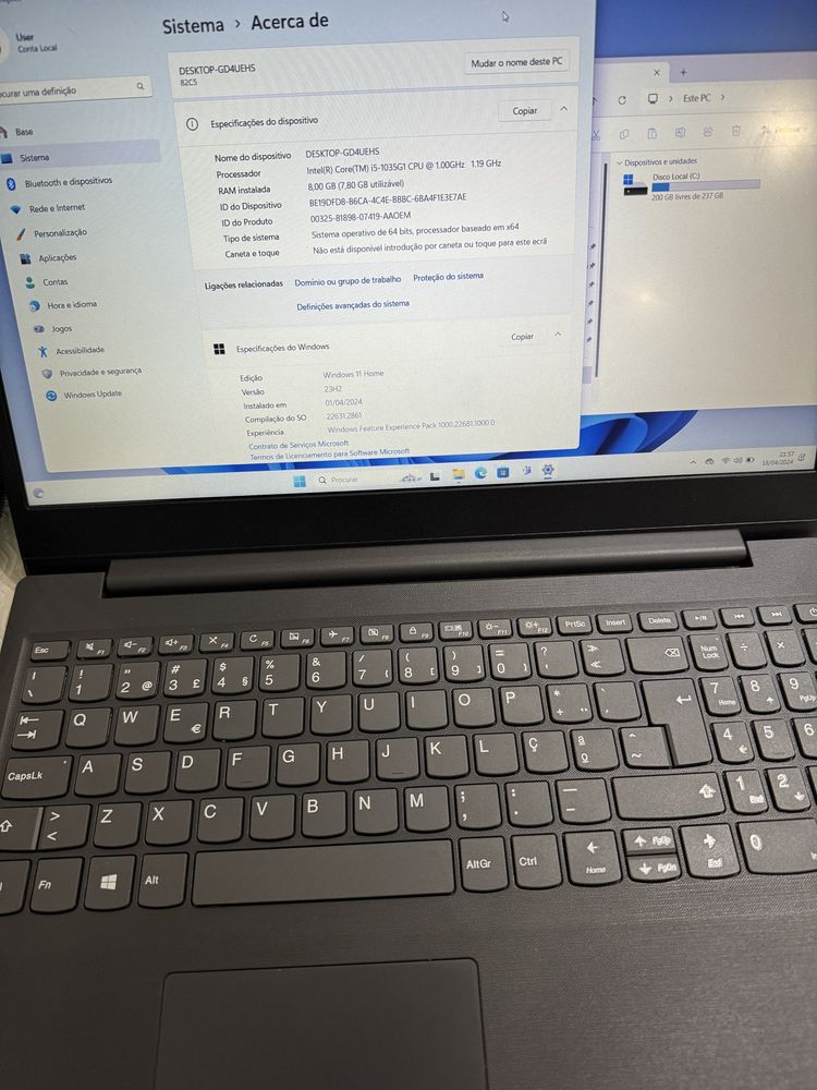 Portatil Lenovo V15 IIL i5 1035g1 8gb 256gb ssd w11 pro