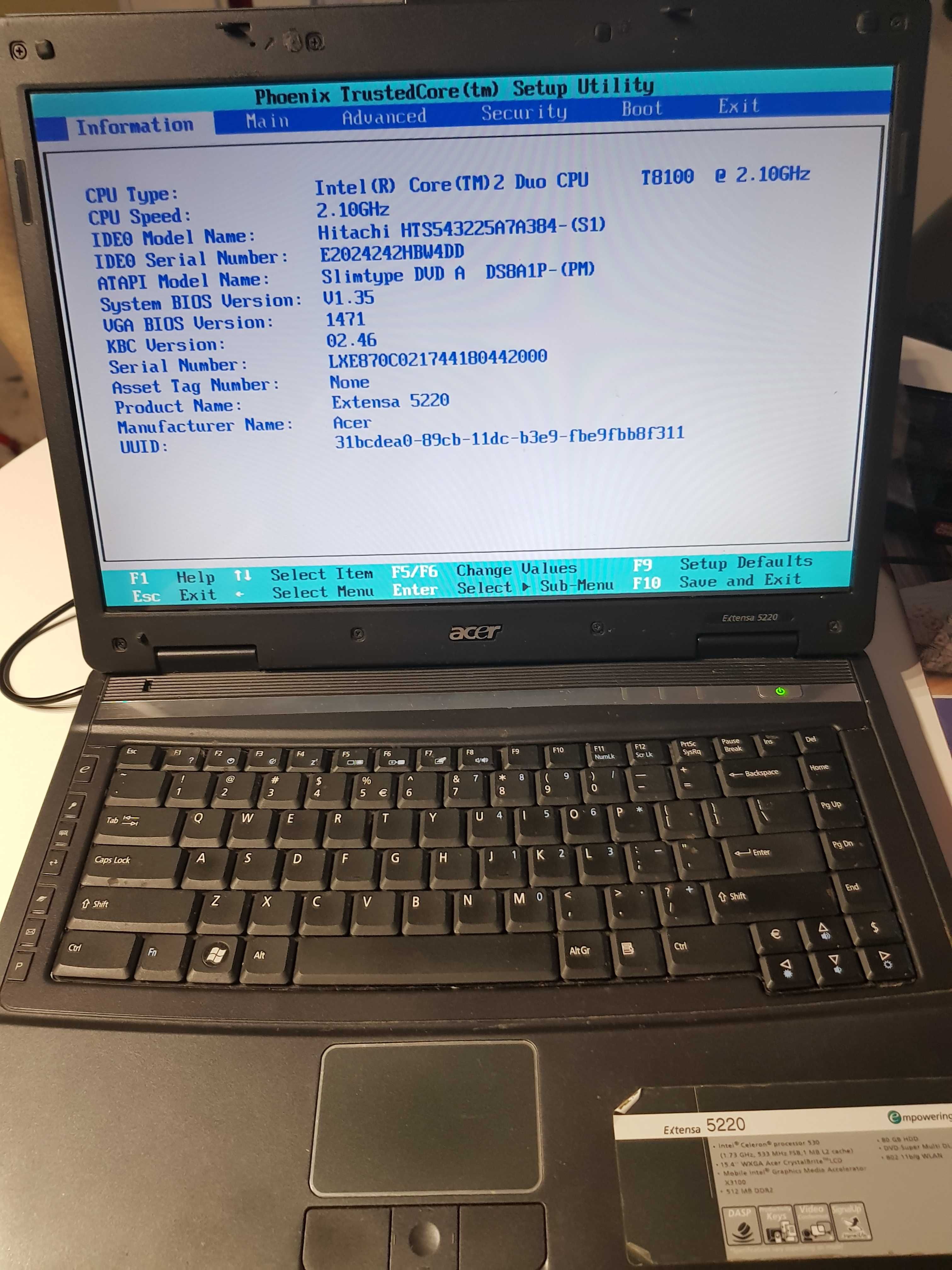 Laptop Acer Extensa 5220