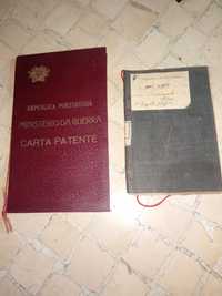 Carta patente e caderneta militar antigas