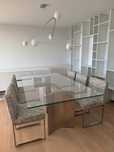 Mesa de jantar de vidro de 220x120cm com pés em inox (Interdesign)