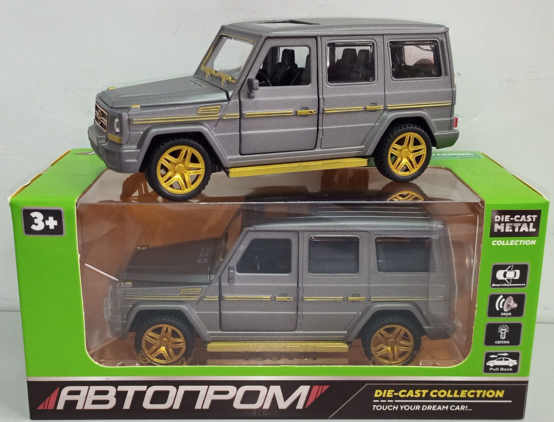 Машинка Mercedes-Benz G65 AMG модель 1:32 Автопром серый матовый. Мета