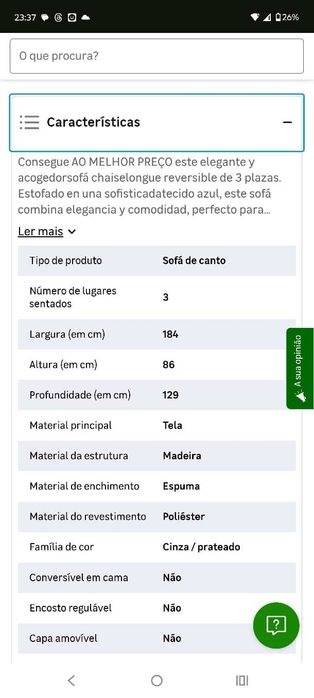 sofá novo, cor cinzenta