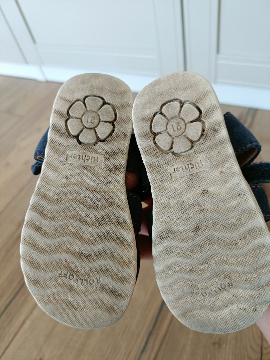 Sandaly Richter 21 jeansowe granatowe buciki sandalki z motylkiem