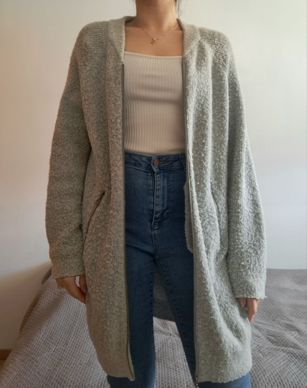 Sweter na zamek oversize