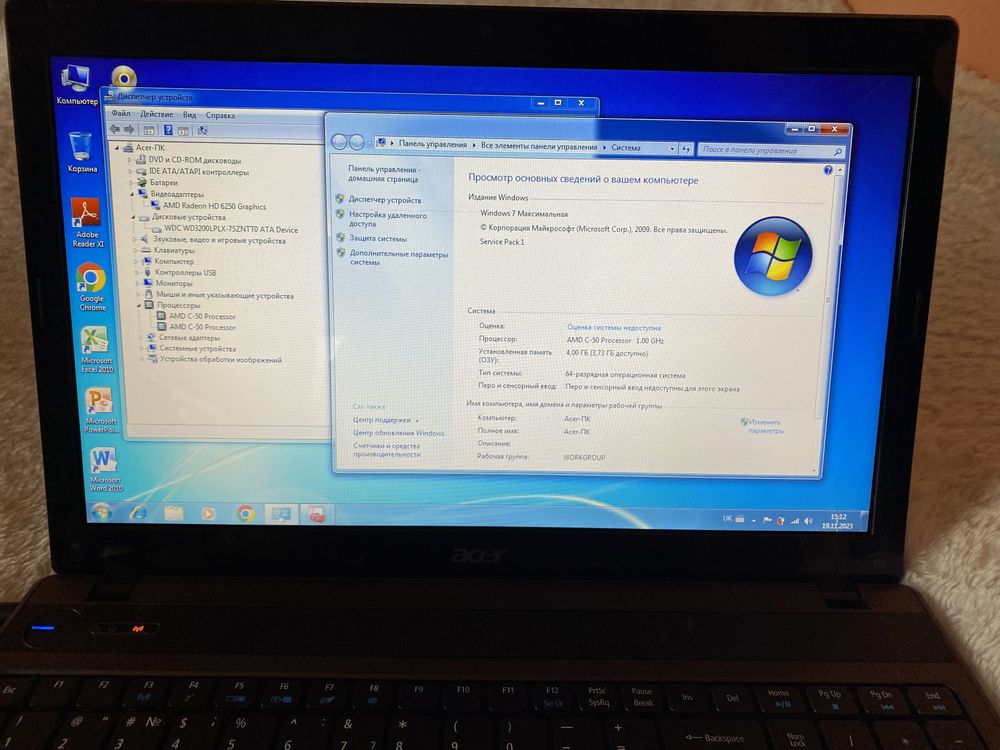 Ноутбук для роботи Acer Aspire 5253 (AMD C-50 / 4GB / 320GB HDD)