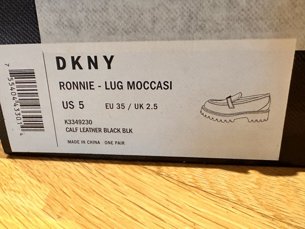 Mocassins DKNY pretos, pele, cakca 36/37