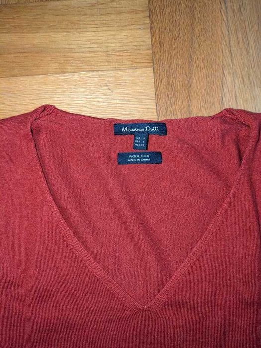 Massimo Dutti - rudy sweterek wełna z jedwabiem - rozm. S