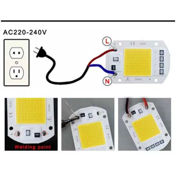 Світлодіодна матриця 220v 3000k для прожектора 10w 20w 30w 50w