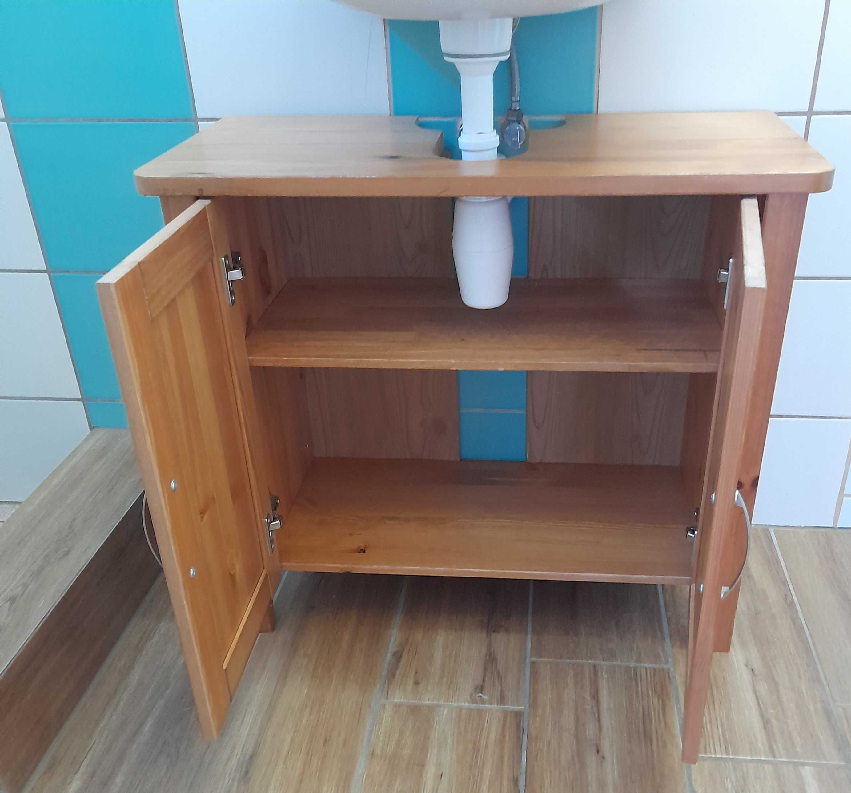 Drewniana, elegancka szafka pod umywalkę łazienkowa