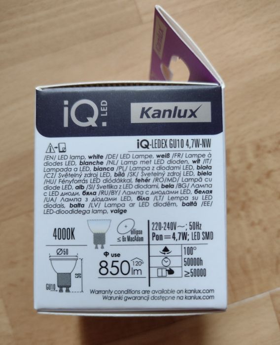 Kanlux Żarówka LED LEDEX GU10 4,7W=89W NW 4000K neutralna biała 850LM