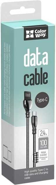 Кабель ColorWay USB - Type-C (metal spring) 2.4А 1 м Black