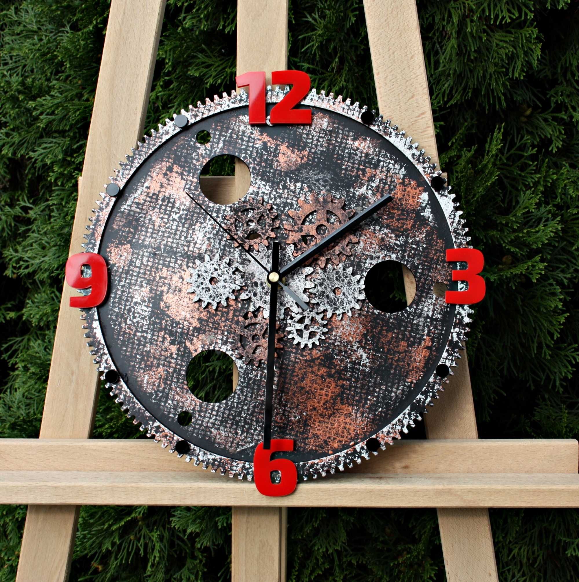 Zegar koło zębate 30cm Scrap Metal Art Patyna Loft