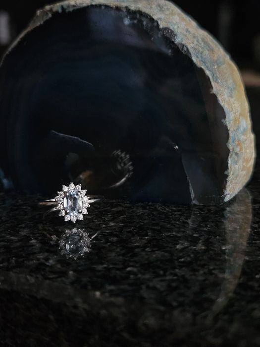 Pierścionek regulowany cyrkonie topaz