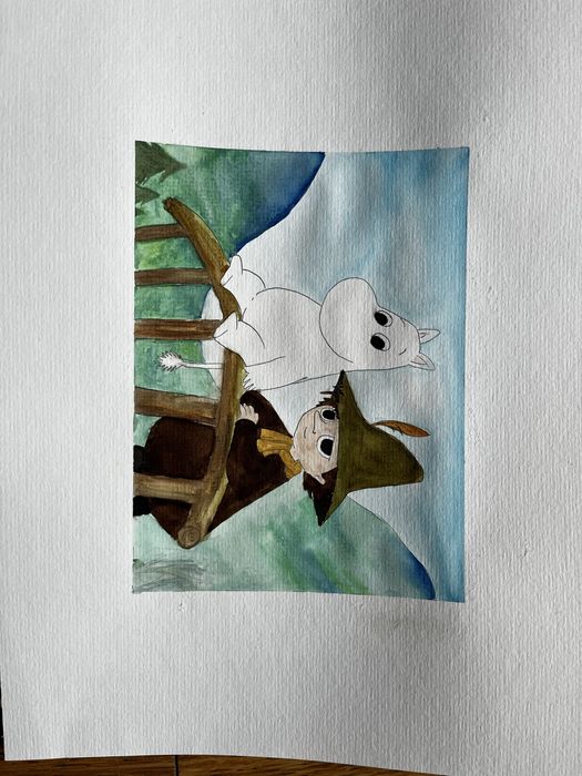obrazki obrazy rysunek Muminki alwarela 24x30 pokoj dziecka
