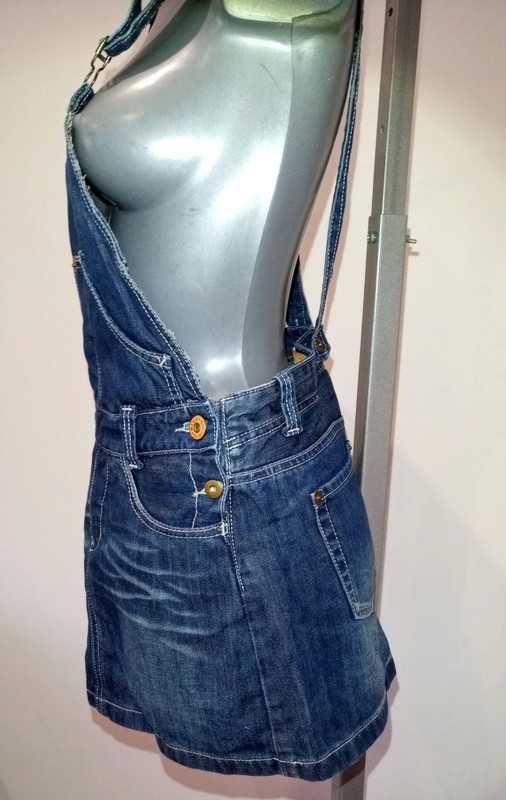 Jeansowa spódnica z szelkami. Sukienka.  Rozmiar M. Blue Collection.