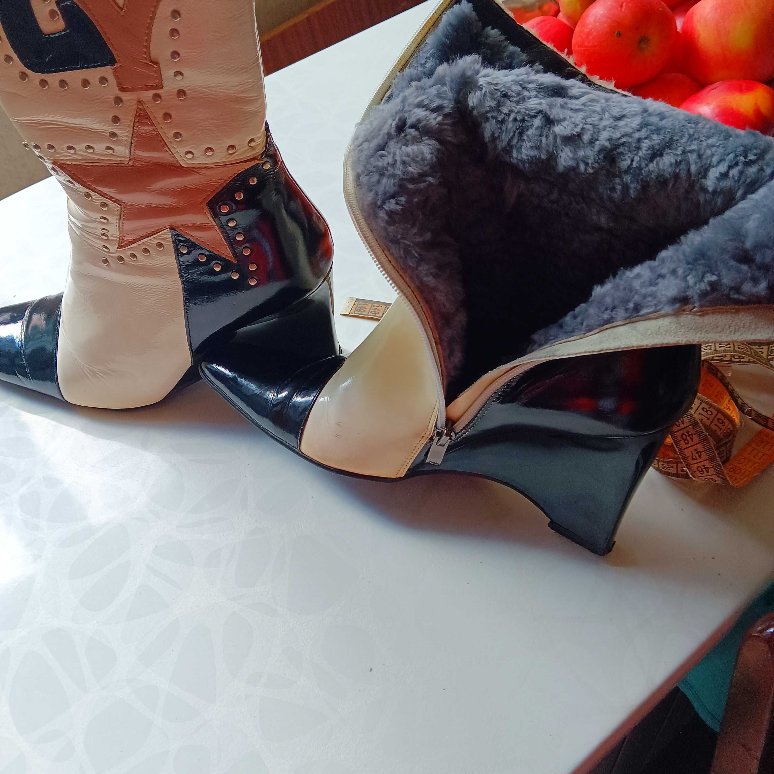Сапоги кожаные с натуральной цигейкой, 38