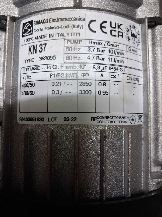 Pompka  chłodziwa spawarki  KN 37 typ 362095