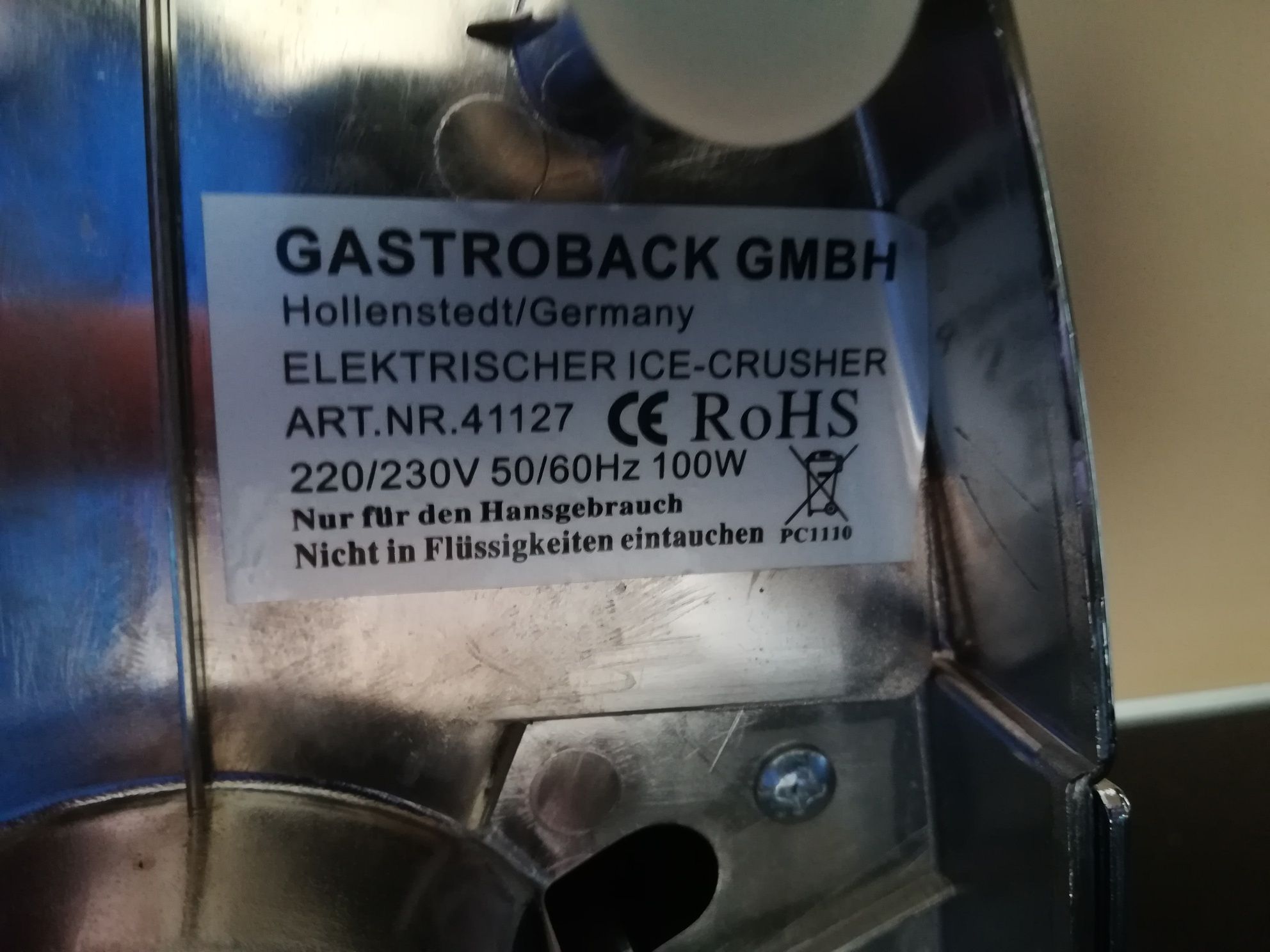 Kruszarka do lodu GASTROBACK- 41127 ice crusher chrome.