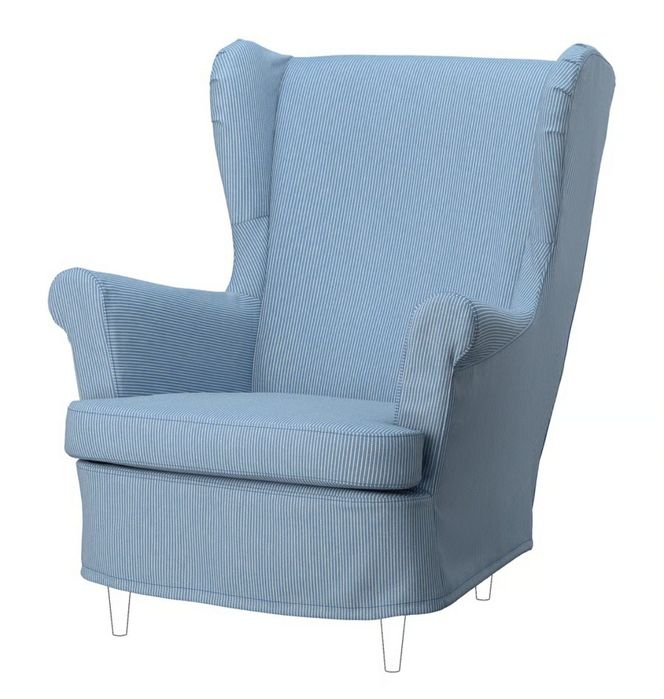 STRANDMON Pokrowiec na uszak, Sjölyckan granatowy/beżowy wzór w paski