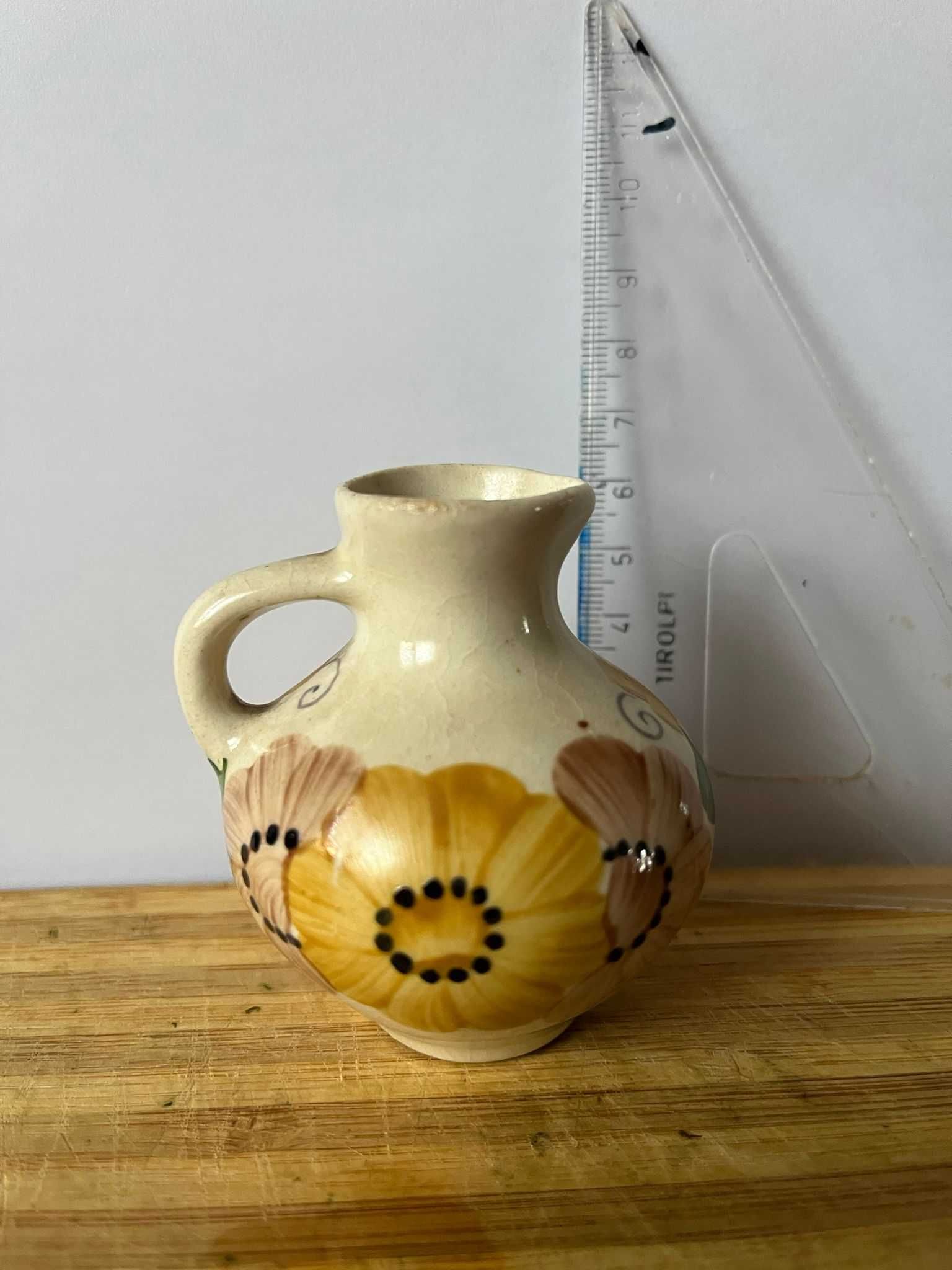 Vintage Dzbanuszek Retro z Decoupage, Unikalny Wazonik Pęknięcia Crash