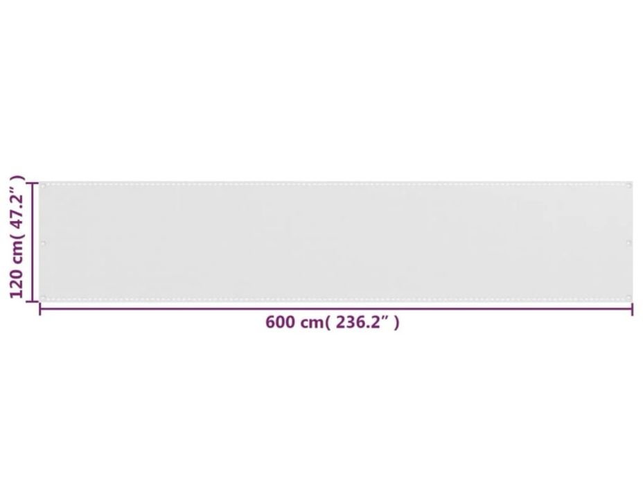 Parawan balkonowy mata cieniująca 120x600 HDPE biały
