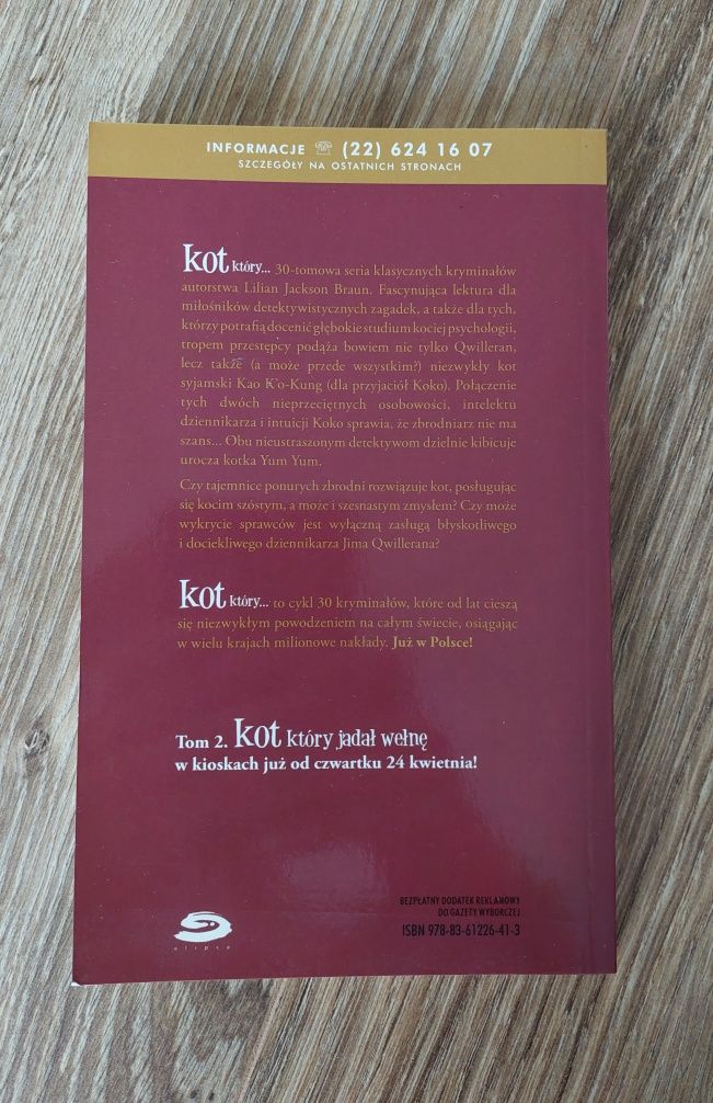 Książka Kot, który czytał wspak / Lilian Jackson Braun NOWA