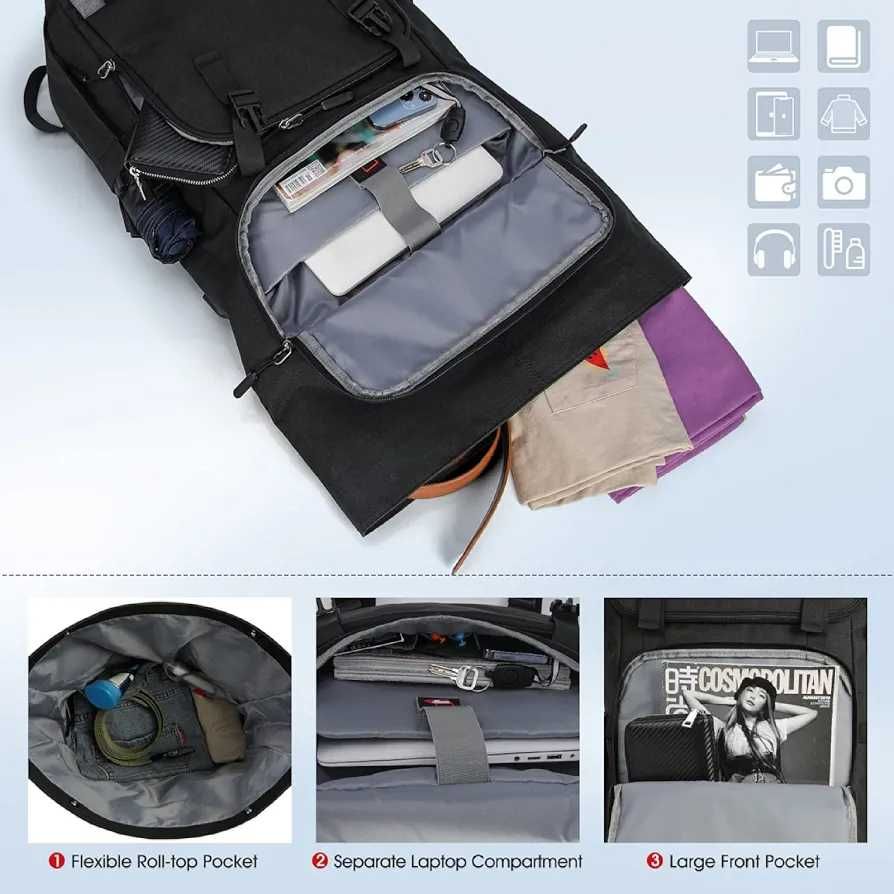 NEWHEY Rolltop plecak zwijany 17,3" na laptopa