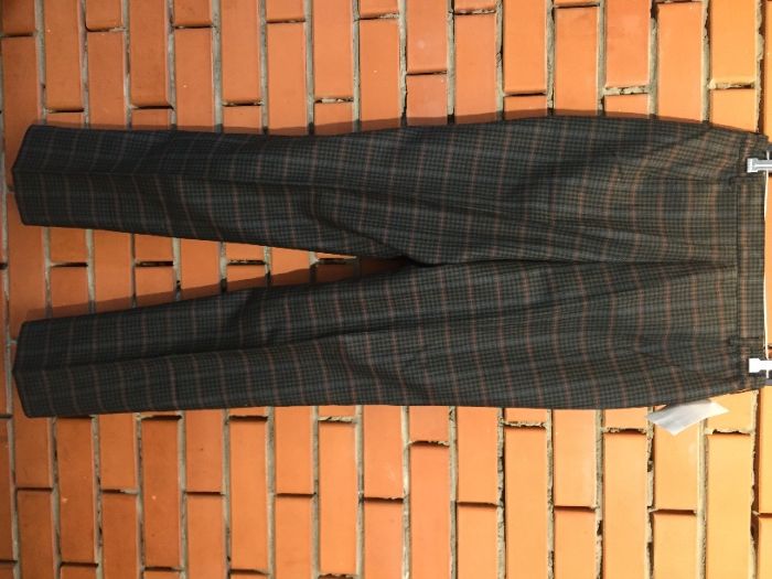 Винтажные шерстяные брюки в клетку с высокой посадкой 44-46 р.