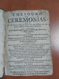 Livro religioso Thesouro de Ceremonias 1697 século 17