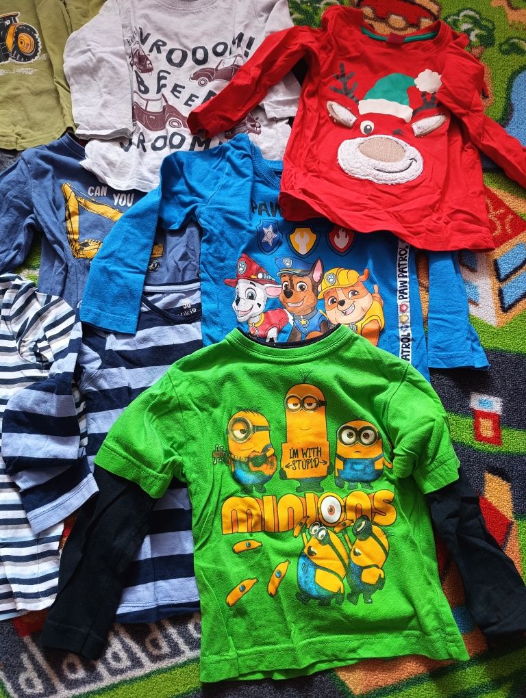 12szt bluzek z długim rękawem dla chłopca 98/104