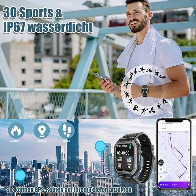 Smartwatch męski z funkcją telefonu 1,8"