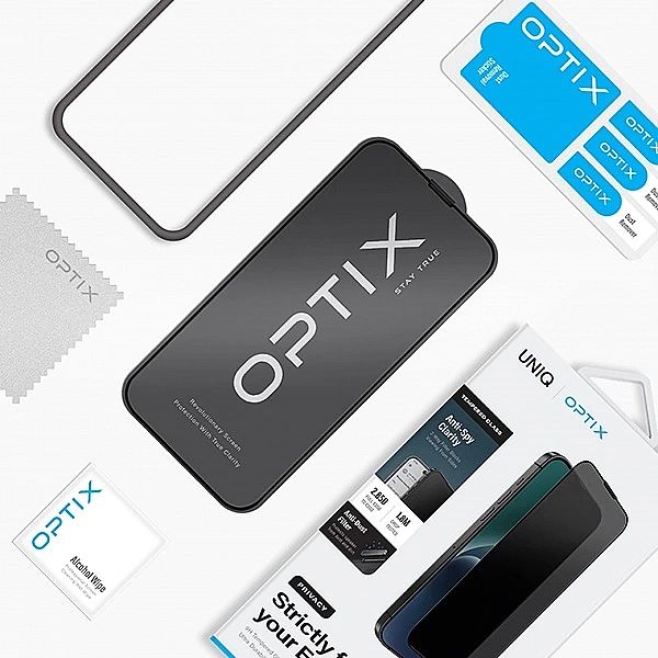 Szkło UNIQ Optix Privacy hartowane prywatyzujące na iPhone 15 Pro Max