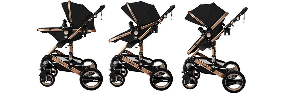 Kiduku wózek dziecięcy 3 w 1 w kolorze czarnym
