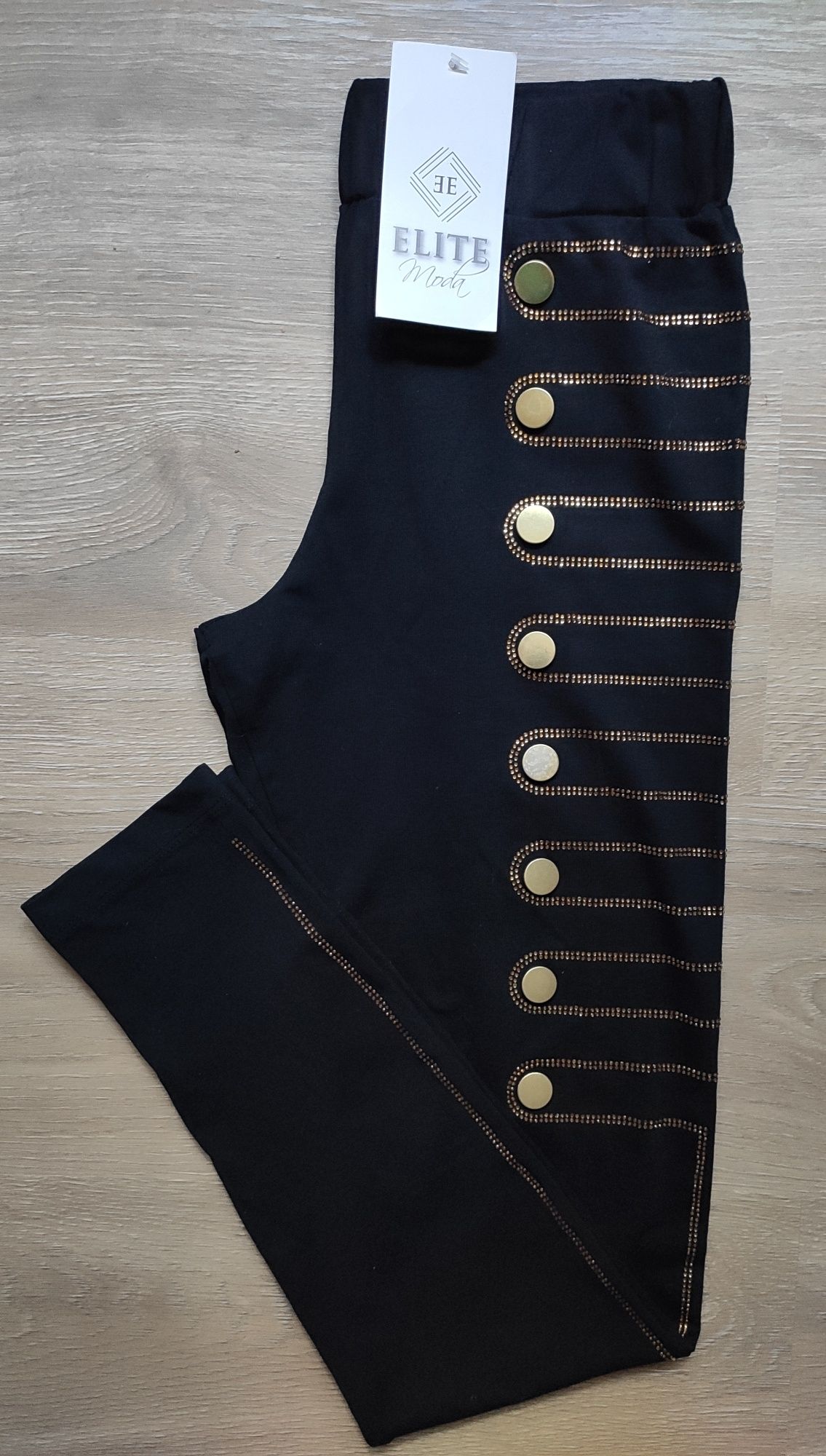 Legginsy ze złotymi cekinami i guzikami ELITE S